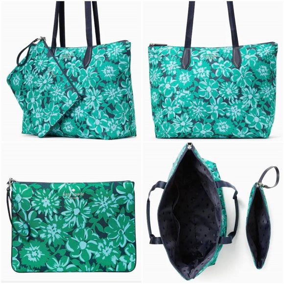 💚Kate Spade New York Polyester Floral Print Bag W/ Wristlet-SET💚 - Picture 10 of 16